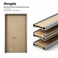 Porte double battante moderne en aluminium et bois à cadre étroit, modèle mère-enfant