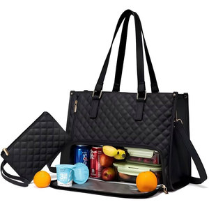 Bolso <span class=keywords><strong>de</strong></span> hombro para ordenador portátil <span class=keywords><strong>de</strong></span> 15,6 pulgadas con aislamiento <span class=keywords><strong>de</strong></span> lujo <span class=keywords><strong>de</strong></span> gran capacidad, bolso <span class=keywords><strong>de</strong></span> mano <span class=keywords><strong>de</strong></span> cuero PU suave, bolso más fresco para el almuerzo para mujer - Product Image 1