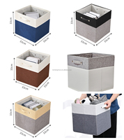 Boîtes de rangement pliables écologiques en tissu, coton et lin, forme rectangulaire, capacité 30L, personnalisables avec logo, pour vêtements et jouets.