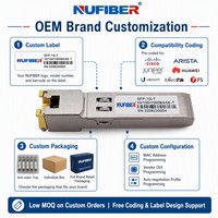 Módulo de Cobre SFP RJ45 10/100/1000Mbps 1.25G 1000BASE-T CAT5 UTP FTTX IP Ampliamente Compatible con Certificados RoHS CE FCC POE 4G