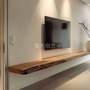 Mobile TV in Legno Massello, Decorazione Rustica per <span class=keywords><strong>Soggiorno</strong></span>, Supporto TV Sospeso a <span class=keywords><strong>Parete</strong></span> - Product Image 4