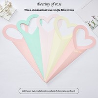 Boîte à fleurs en forme de cœur Josi Single Rose avec poignée en forme de pêche, mini boîte en papier, bouquet de fleurs en forme de cœur, boutique de fleurs