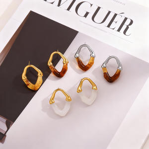 Bijoux pour femmes, boucles d'oreilles créoles en acier inoxydable haut de gamme, style français, couture creuse, design irrégulier, pour un luxe discret, niche vintage - Product Image 1