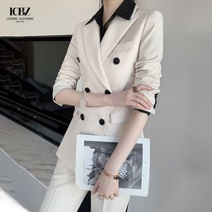 Ingrosso abito da donna personalizzato da ufficio formale Set abito bianco di seta lungo con Blazer a bottone singolo e pantaloni Sexy in taglia <span class=keywords><strong>S</strong></span> - Product Image 2