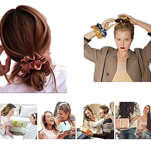 Chouchous en satin de soie surdimensionnés de qualité supérieure, élastiques doux sans plis pour femmes, grands accessoires capillaires en soie pour cheveux épais et bouclés - Product Image 6