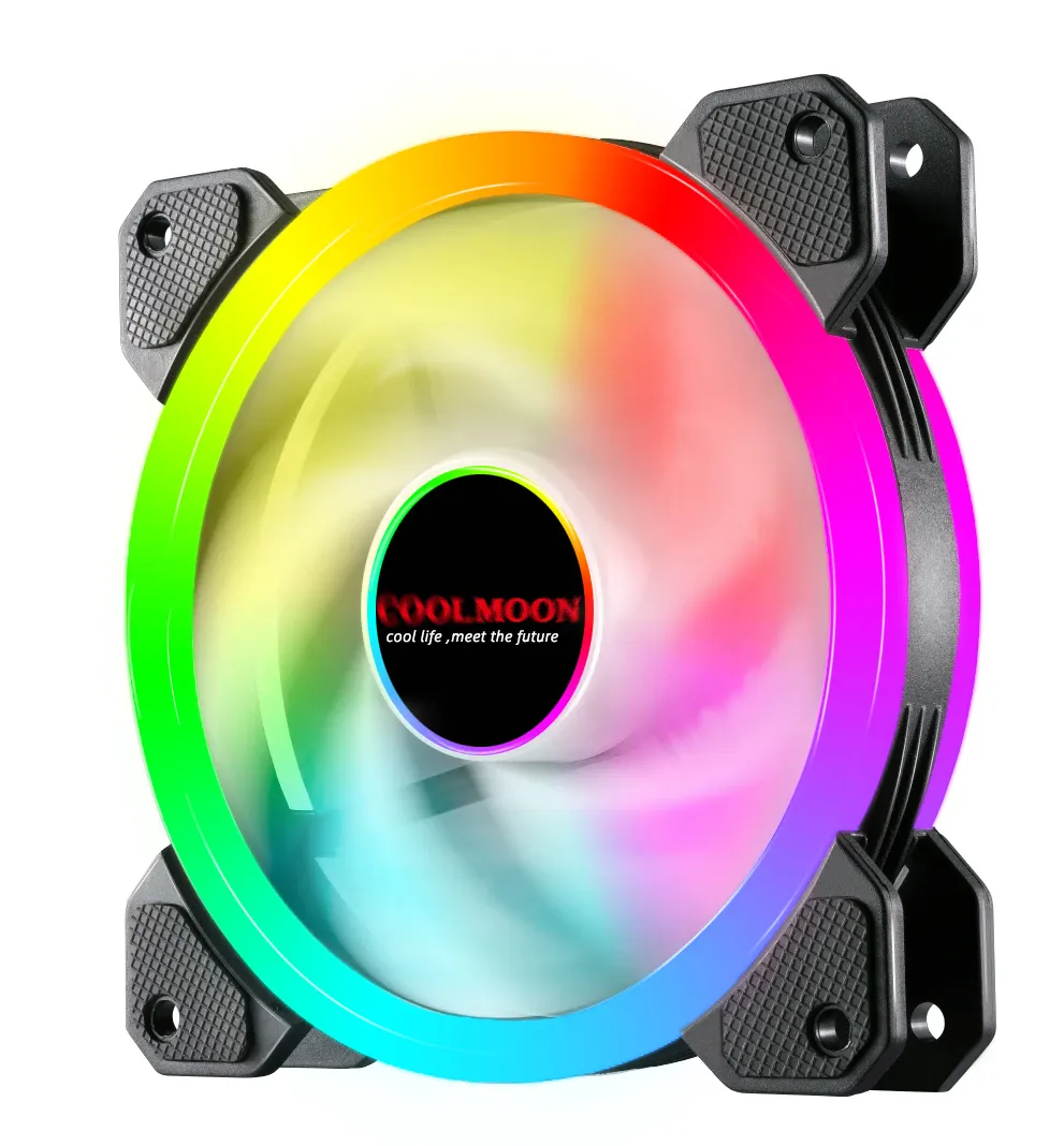 COOLMOON DR12 RGB fan 120mm double ring pc computer case fan cooling Rainbow RGB fan