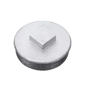 Standard made Black and galvanized pipe fittings male thread plain plugs caps malleable iron