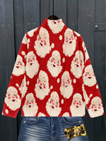 Pull col roulé vintage de Noël pour femme, motif Père Noël, tricoté, avec transfert thermique, personnalisé pour un usage quotidien décontracté ou festif