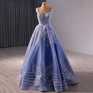 Robe de soirée de luxe en cristal de Dubaï, style A-line, pour bal de promo, robes de cérémonie arabes, Rsm231076 - Product Image 3