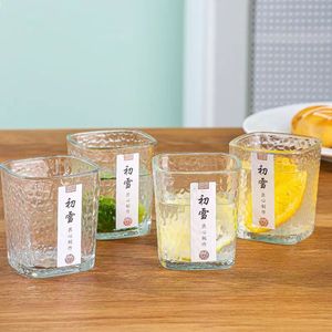 Vaso Cuadrado de Vidrio Martillado con Diseño de Nieve, Estilo Japonés, para Agua o Whisky, Minimalista, para el Hogar - Product Image 4