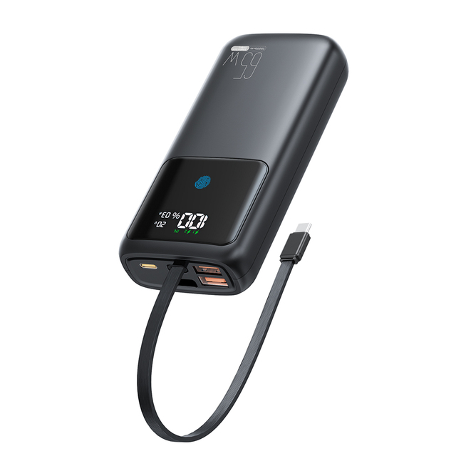 Built in Cable 20000mAh Power Bank with 65W USB C,Portable Charger PD QC Fast Charging External Battery Pack for Laptop