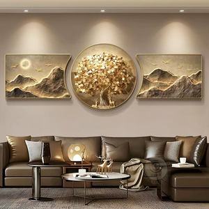 Hiện đại tối giản sofa nền tường sơn phòng khách phong cách phong cảnh ba tấm pha lê sứ sơn - Product Image 1