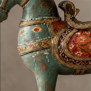 Cheval en céramique sculpté à la main, design Art Déco - Vert (30x9.5x29cm) Décoration intérieure - Product Image 4
