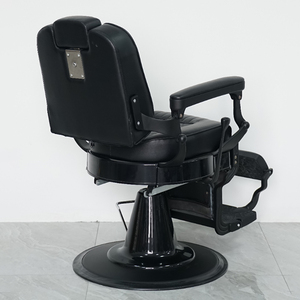 Sillón <span class=keywords><strong>de</strong></span> Barbería Profesional para Peluquería, Moderno, Ajustable, Reclinable, Giratorio, Completamente Negro - Product Image 4