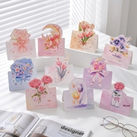 Carte de vœux pop-up rose, cadeau pour la Fête des Enseignants, polyvalente, style fleuriste, espace pour messages écrits à la main, vœux d'anniversaire imprimés