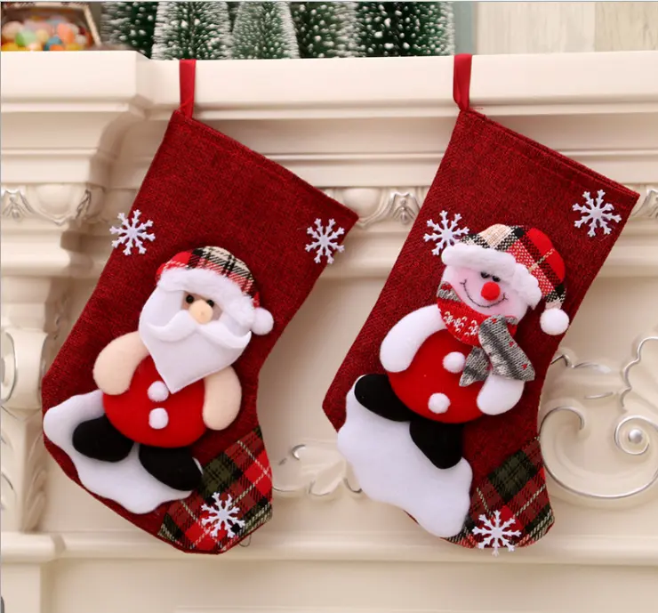การออกแบบที่น่ารักขนาดใหญ่ถุงเท้าเด็กคริสมาสต์ที่กำหนดเองถุงน่องของขวัญคริสต์มาสถุงเท้า