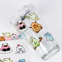 Etiquetas Adhesivas Transparentes de Vinilo con Diseño de Dibujos Animados, Impresión de Logotipo Personalizado, Resistentes al Agua, para Marca