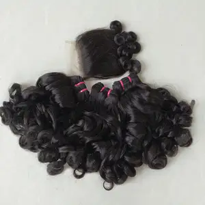 免费样品热卖头发编织更便宜的价格束Fumi宽松波浪人发蕾丝正面10A高品质产品
