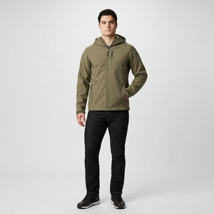 Veste Softshell Personnalisée avec Capuche Imperméable et Coupe-Vent Couleur Unie Style Urbain Design en Toile pour l'Hiver - Product Image 1