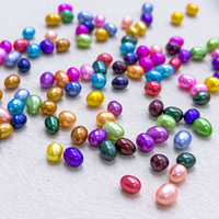 Muses Jewels Diskon Besar Mutiara Air Tawar Alami 6-8mm Berwarna Mengkilap Multiwarna Bentuk Oval Longgar untuk Pembuatan Perhiasan Hadiah Buatan Tangan.
