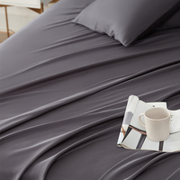 Drap de lit d'hôtel doux 100% peau d'eucalyptus Lyocell, emballage de draps plats en soie 100% soyeux