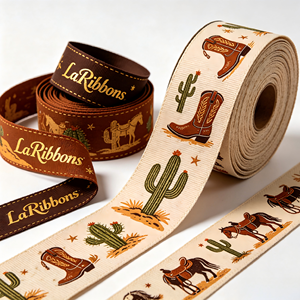 Vintage Wild West Desert Cactus Cowboy Grosgrain <b>Ribbon</b> Retro Brown Decor <b>Ribbon</b> for Western Theme Party Gift Bouquet Craft Bow - Product Image 2