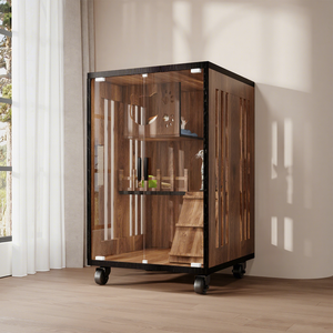 Casa para Gatos Moderna de Madera Maciza y Tablero de Densidad, Fácil Instalación, Espacio Extra Grande, Diseño con Estampado Animal para Razas Grandes/Pequeñas - Product Image 2