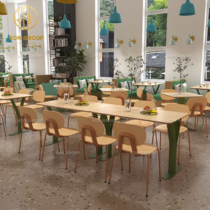 Muebles Modernos de Madera y Cuero para Cafetería, Restaurante y Cafetería McDonald's, Conjunto de Sofás, Sillas y Mesa - Product Image 4