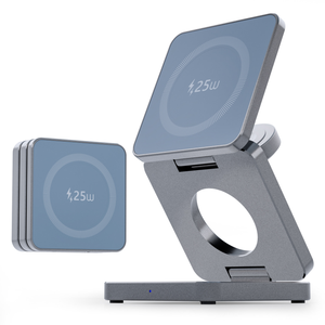 Chargeur sans fil magnétique portable pliable 3-en-1 OEM Q I2.2 25W à charge rapide pour <span class=keywords><strong>iPhone</strong></span> 17 16 et station de charge pour montre connectée - Product Image 6