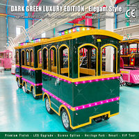 Train touristique électrique sans rails certifié CE IAAPA, style vintage, pour sites touristiques et parcs à thème, à vendre