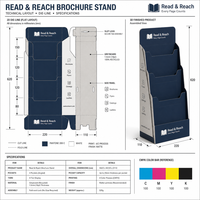 Support de brochure en carton gris personnalisé avec poche inclinée pour affiches, dépliants, expositions et présentoirs de comptoir de hall d'hôtel