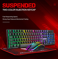 T-Wolf TF31 Combo Clavier et Souris Gaming 3-en-1 en Promotion – Clavier Rétroéclairé Pleine Taille et Souris Filaire 4D pour Joueurs PC, Tapis Inclus