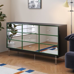 Minimalist <b>Mirrored</b> Dresser Stainless Steel Nine Drawer Storage Cabinet For Bedroom Living Room - Product Image 2