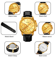 Montre à quartz pour homme avec logo personnalisé, bracelet en cuir, chronomètre en verre, petite fonction trois aiguilles, boîtier en alliage étanche, mouvement japonais