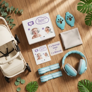 Orejeras 2 en 1 <span class=keywords><strong>para</strong></span> Bebés, Reducción de Ruido de 25dB, Protección Auditiva <span class=keywords><strong>para</strong></span> Niños de 0 a 4 Años, Plegables, <span class=keywords><strong>para</strong></span> <span class=keywords><strong>Dormir</strong></span> y Viajar en Avión - Product Image 1