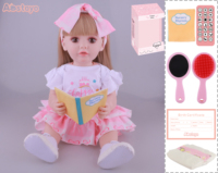 FiveStar 22 Zoll Ganzkörper-Gummi-Reborn-Puppe, 56 cm Vinyl-Spielzeug, modische Puppe zum Lesen von Geschichtenbüchern, realistisch aussehend