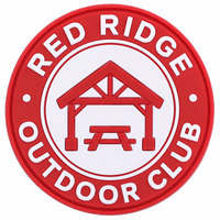 Écusson rond personnalisé en PVC 3D pour club, motif rouge, pour vestes de camping, sacs à dos, chapeaux et équipements AWELLS