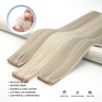 Lanxun Vente en gros de tissages de cheveux humains russes bruts doublement étirés, trame papillon avec trou central XO