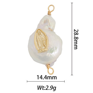 Colgante de Perla de Agua Dulce Spirit Nature, Chapado en Oro de 18K, con Motivo de Circonita, para Fabricación de Joyería DIY - Product Image 6