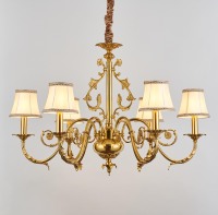 Classique Antique De Luxe En Laiton Verre Éclairage Couloir Suspension Salon Salle À Manger Lustre En Laiton avec Abat-Jour En Tissu