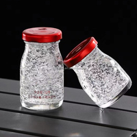 Pot en verre pour pudding de 50 ml, 80 ml, 100 ml avec couvercle en aluminium rouge lisse, pot à yaourt pour mousse, gelée, dessert au nid d'oiseau