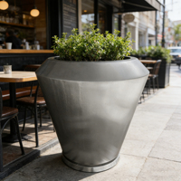 Grand pot de fleurs ovale en métal pour jardin, pot de fleurs décoratif d'extérieur, conteneur pour plantes