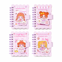 Carnet spirale A7 Vigorous Girl, 80 feuilles, couverture autocollante couleur, bord ondulé, papeterie scolaire pour étudiants, vente en gros