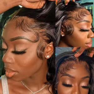 Pelucas de Cabello Humano 100% Ondulado, sin Pegamento, para Mujeres Negras, Peluca Brasileña con Frente de Encaje, Ondas Sueltas, Rizos Elásticos - Product Image 5