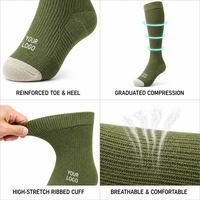 Chaussettes de compression personnalisées OEM en gros avec logo, douces, à compression graduée, hautes jusqu'au genou, pour la course à pied, l'athlétisme, la randonnée, chaussettes de compression pour hommes
