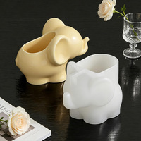 Moule en silicone 3D en forme d'éléphant pour pot de rangement, pot de fleurs, ou pour la création de objets en résine, plâtre ou ciment