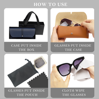 Lot de boîtes de protection pour lunettes avec fermeture magnétique noire recyclée, avec poignée et ruban, pour emballage cadeau de lunettes de soleil