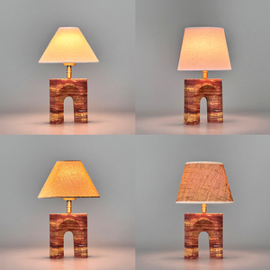 Lampe de table LED portable moderne avec abat-jour en tissu, sans fil, à intensité variable par toucher, luminaire de bureau en céramique pour chambre à coucher, chevet, restaurant - Product Image 4