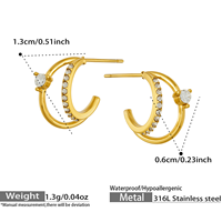 Boucles d'oreilles coeur en acier inoxydable 316L plaqué or 18k Boucles d'oreilles mode pour femmes sans ternissement