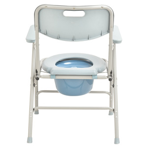 Nursing <b>Commode</b> Chair <b>Folding</b> Toilet Seat With Armrests For Elderly And Pregnant Women Home Use Aluminum Alloy Frame - Product Image 4
